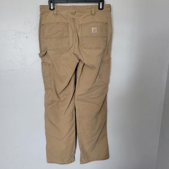 Carhartt Women's 4 Crawford Tan Khaki Loose Fit Workwear Cargo Utility Jeans - Picture 1 of 9